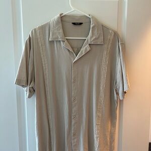 Coofandy Men's Casual Beige Button Down Shirt